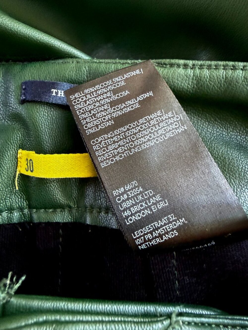 Anthropologie Maeve Colette Pants Deep Green Faux Leather Wide Leg (30) - Picture 7 of 9